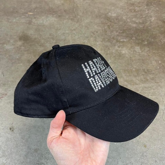 Harley Davidson Museum Black Rhinestone Logo Baseball Cap Hat Women - Picture 2 of 5